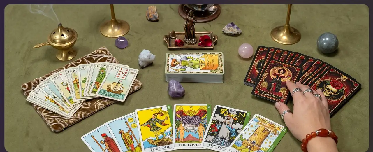 Oráculos — cartas de tarot e cristais